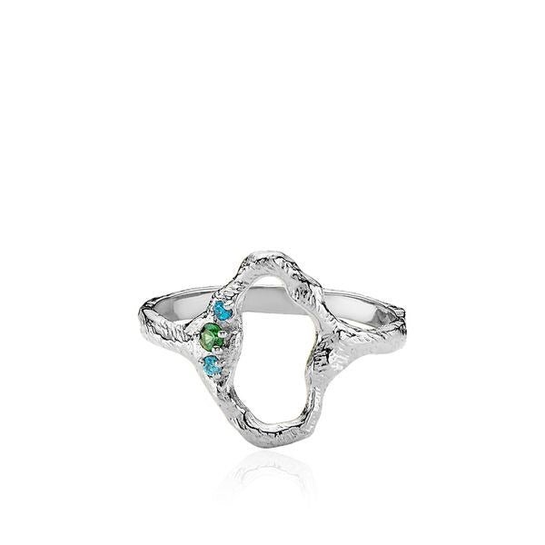 Ocean ring i genbrugssølv med blå eller grønne zirkoner – Izabel Camille
